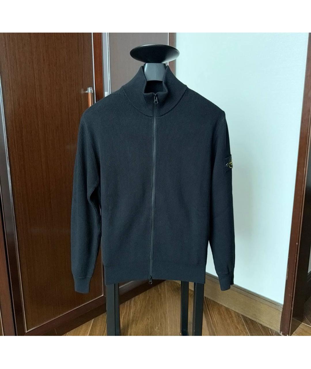 STONE ISLAND Черный хлопковый кардиган, фото 6