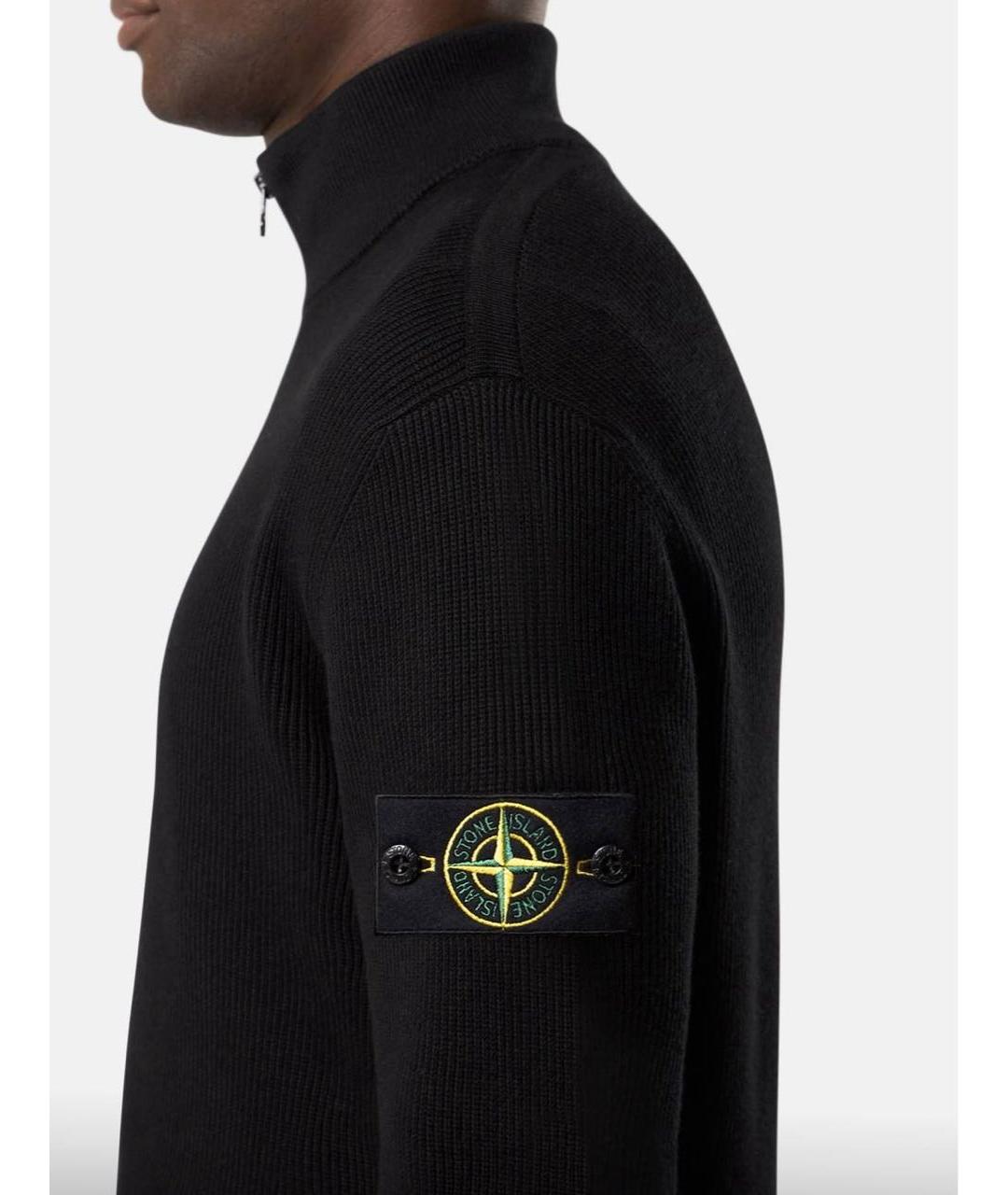 STONE ISLAND Черный хлопковый кардиган, фото 4