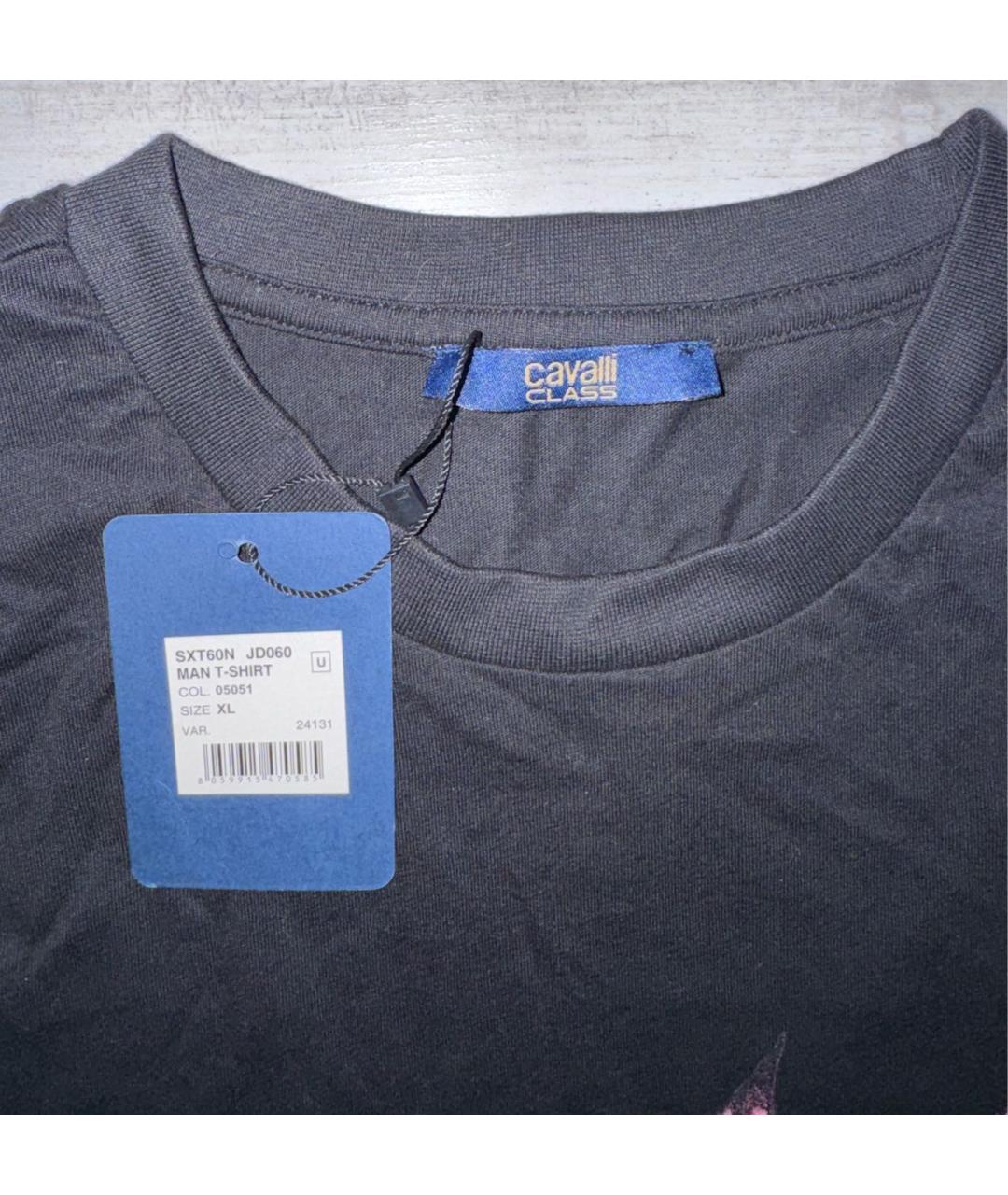 CAVALLI CLASS Черная хлопковая футболка, фото 5