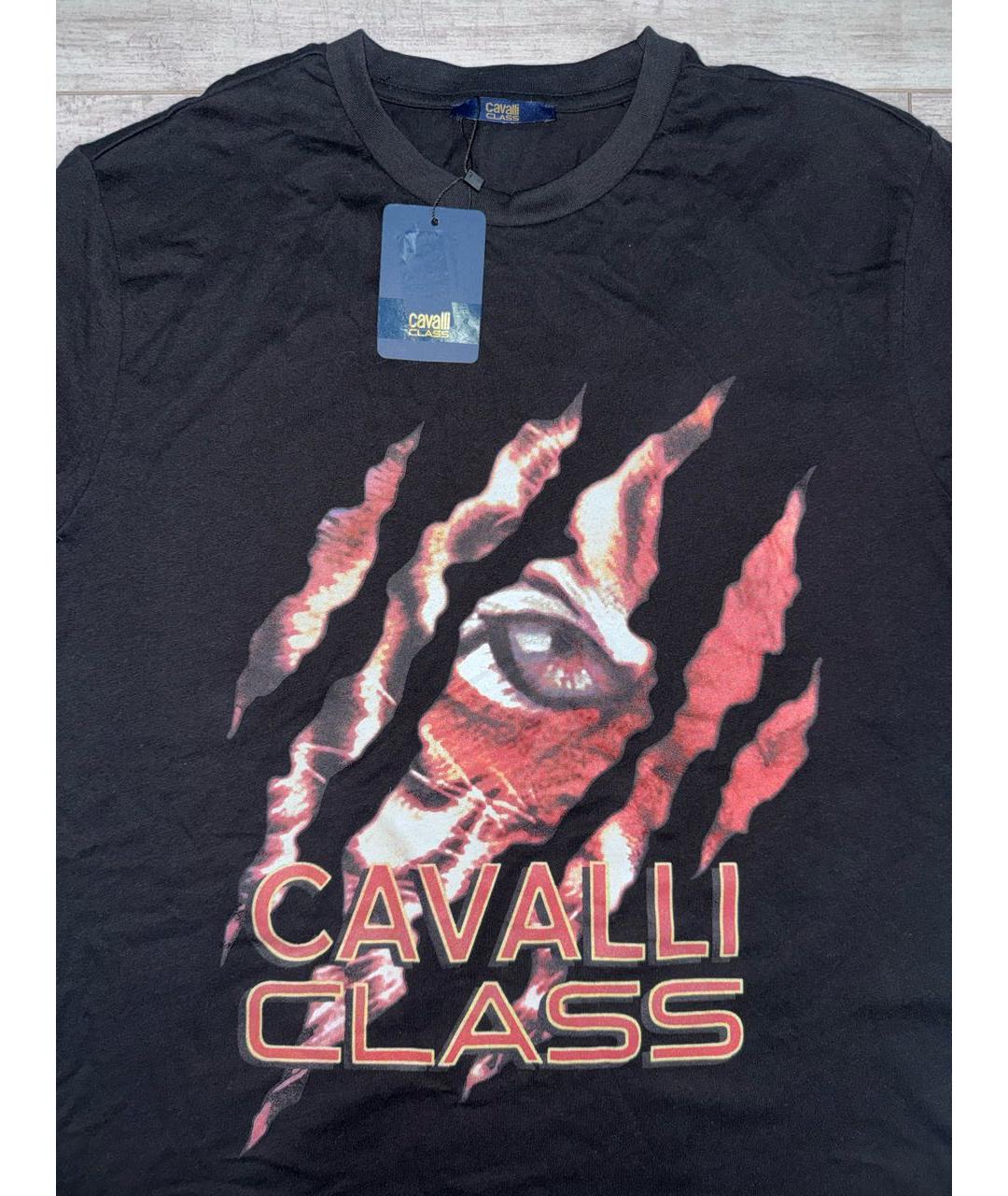 CAVALLI CLASS Черная хлопковая футболка, фото 2