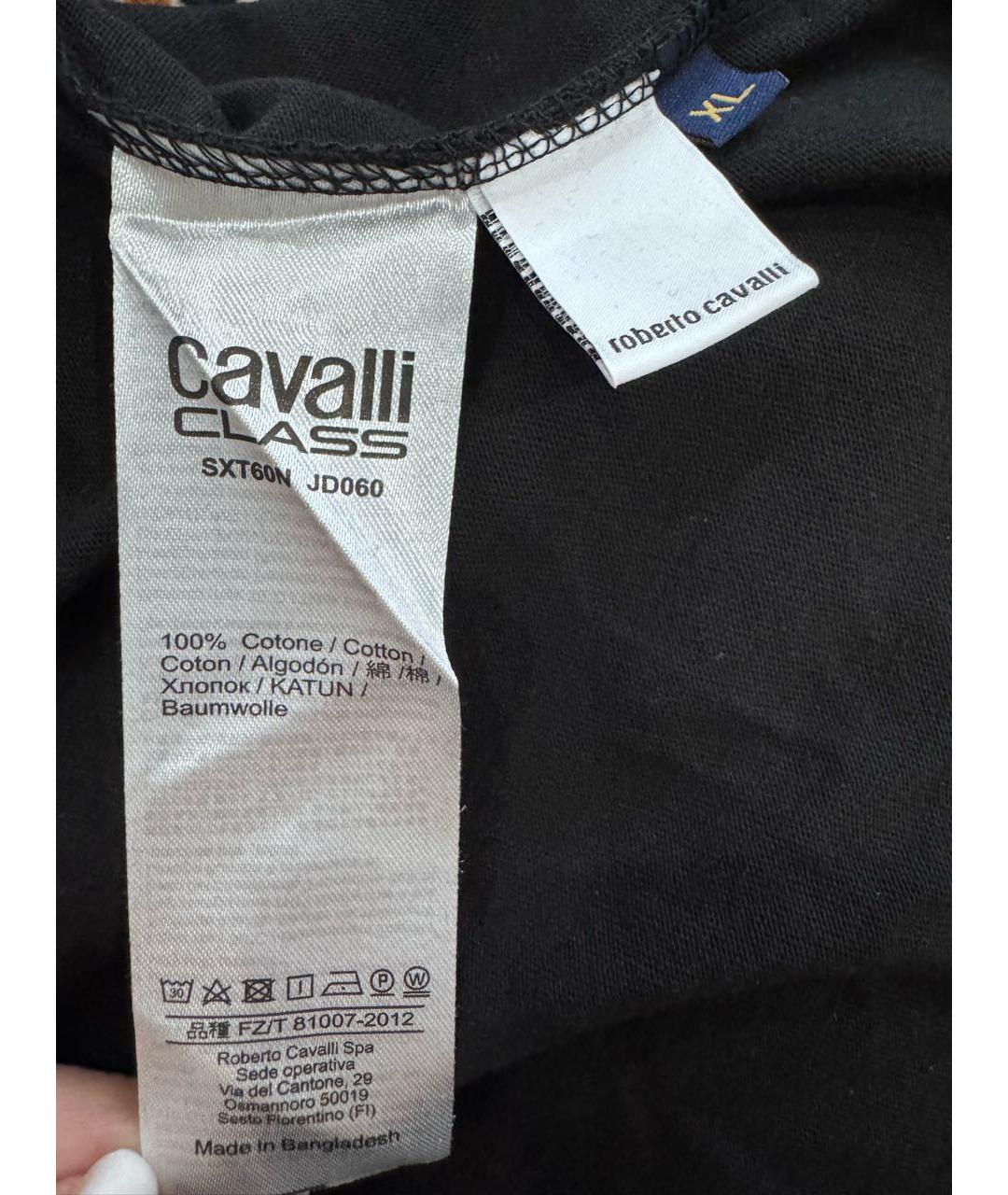 CAVALLI CLASS Черная хлопковая футболка, фото 3