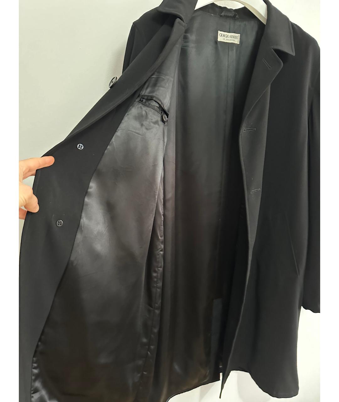 GIORGIO ARMANI Черный полиэстеровый тренч / плащ, фото 5