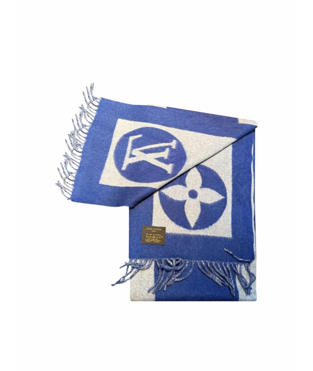 LOUIS VUITTON Синий шерстяной шарф, фото 1