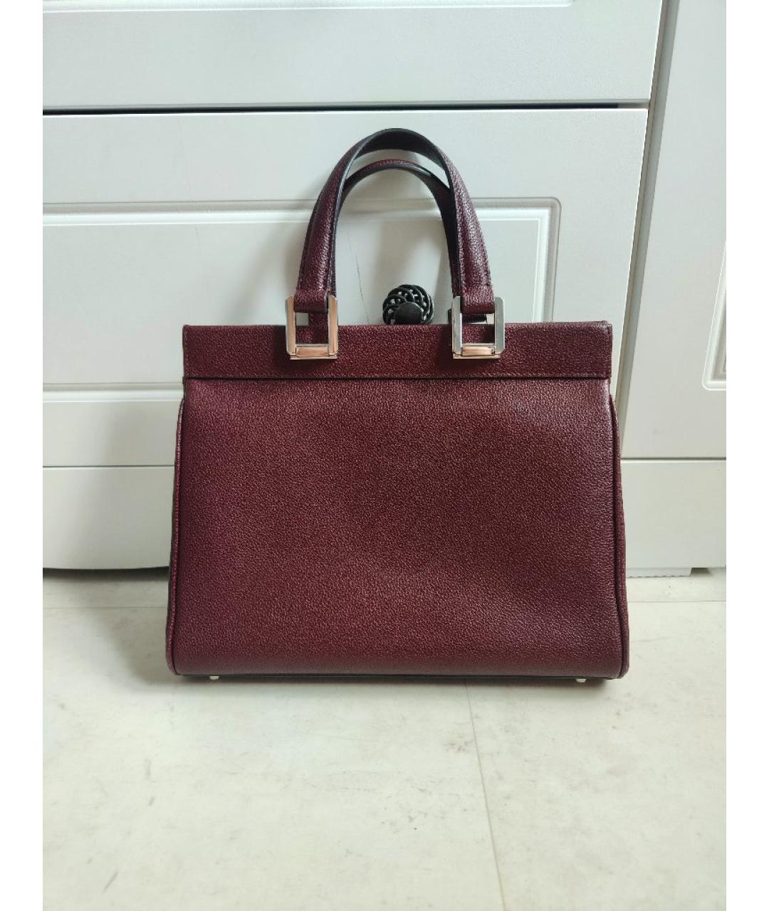 GUCCI Бордовая кожаная сумка с короткими ручками, фото 2