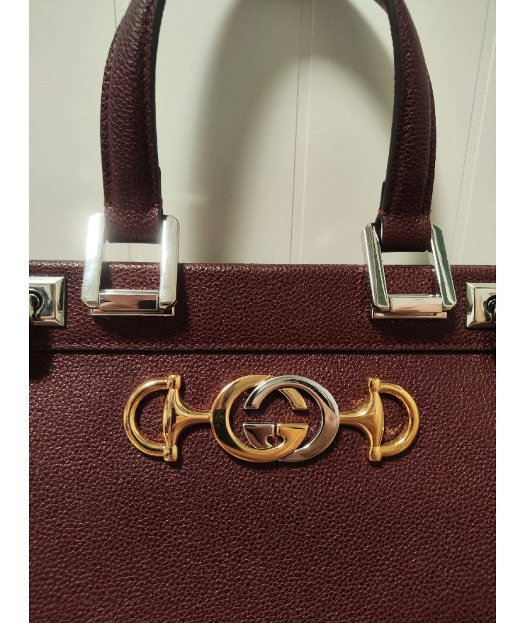 GUCCI Бордовая кожаная сумка с короткими ручками, фото 8