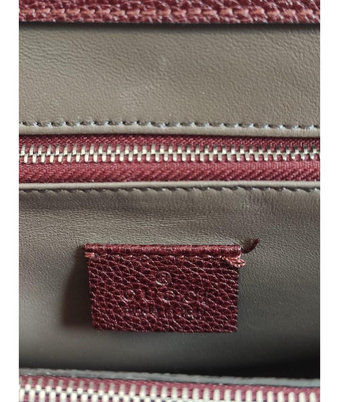 GUCCI Бордовая кожаная сумка с короткими ручками, фото 6