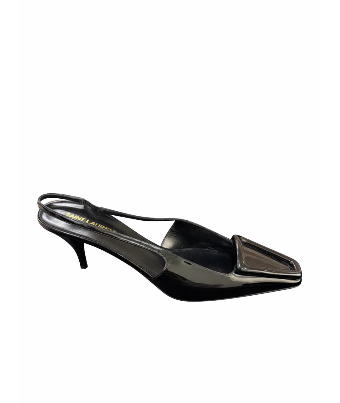 SAINT LAURENT Черные лодочки на низком каблуке, фото 1