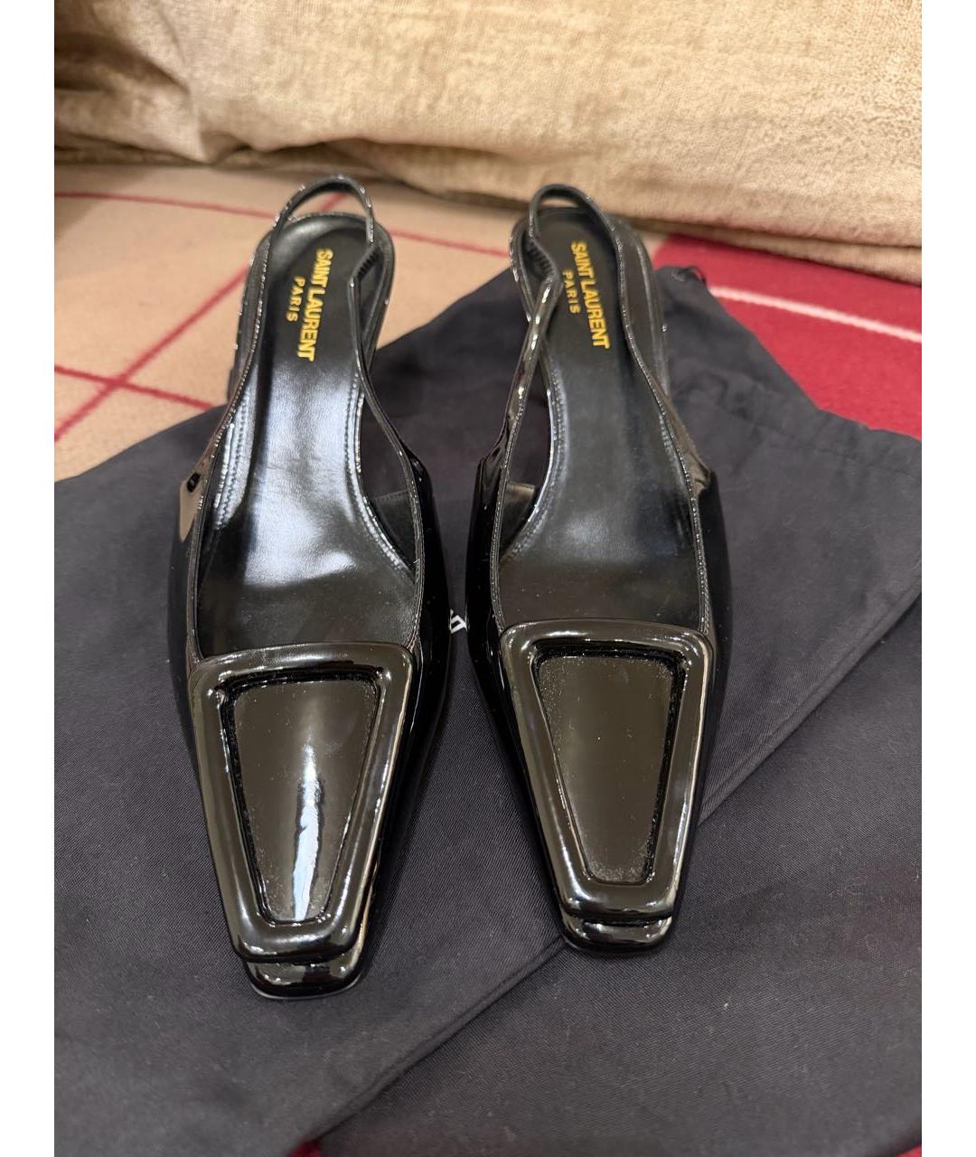 SAINT LAURENT Черные лодочки на низком каблуке, фото 2