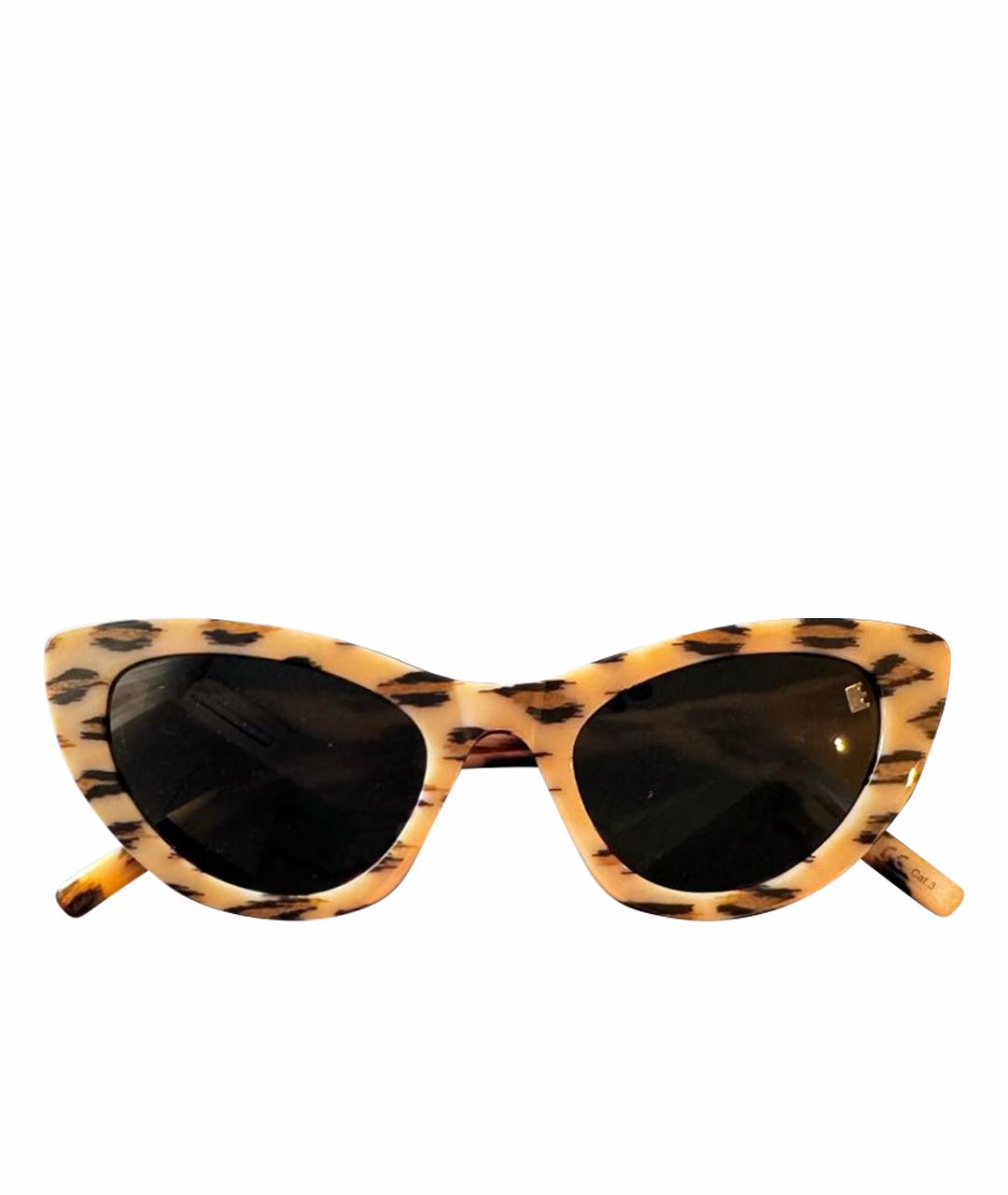 SAINT LAURENT Коричневые пластиковые солнцезащитные очки, фото 1