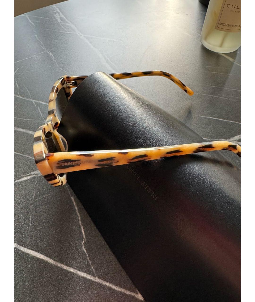 SAINT LAURENT Коричневые пластиковые солнцезащитные очки, фото 3