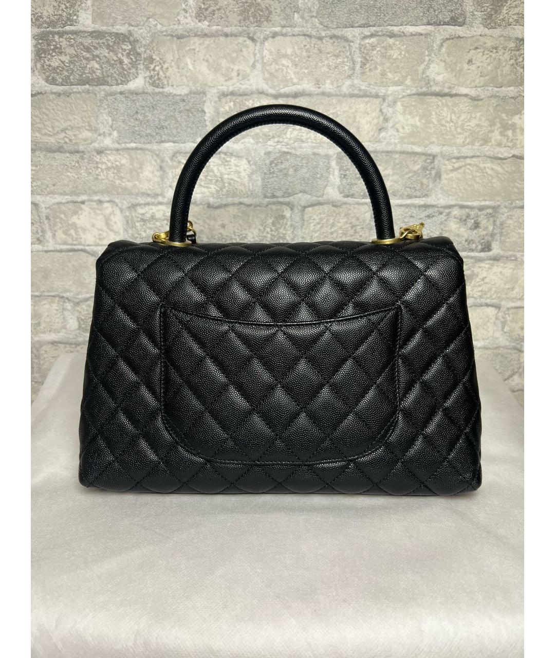 CHANEL Черная кожаная сумка с короткими ручками, фото 4