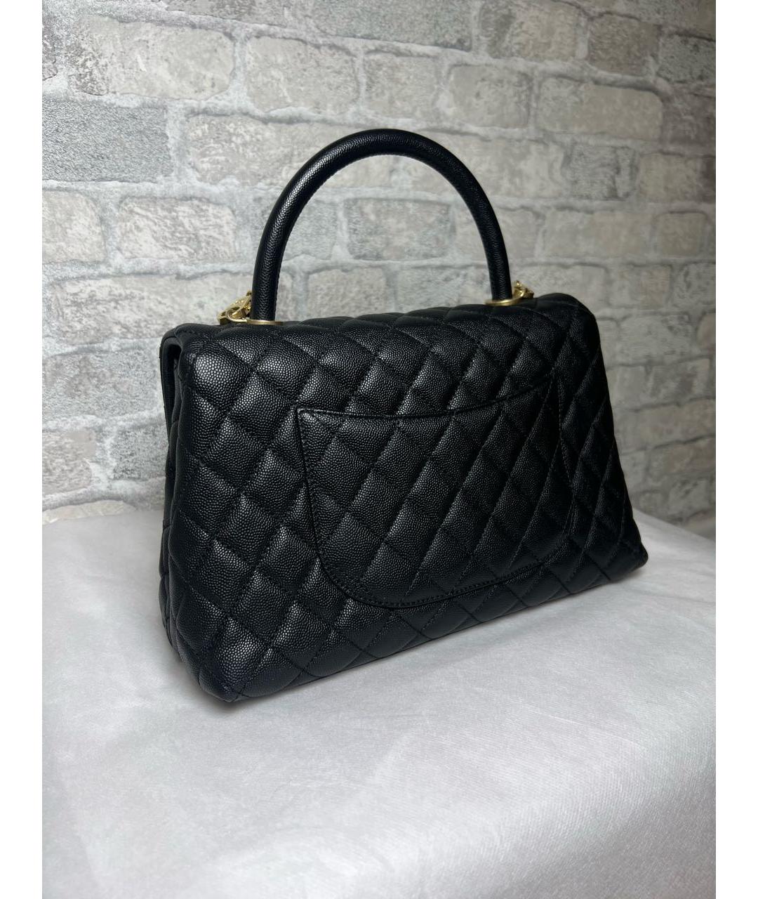 CHANEL Черная кожаная сумка с короткими ручками, фото 5