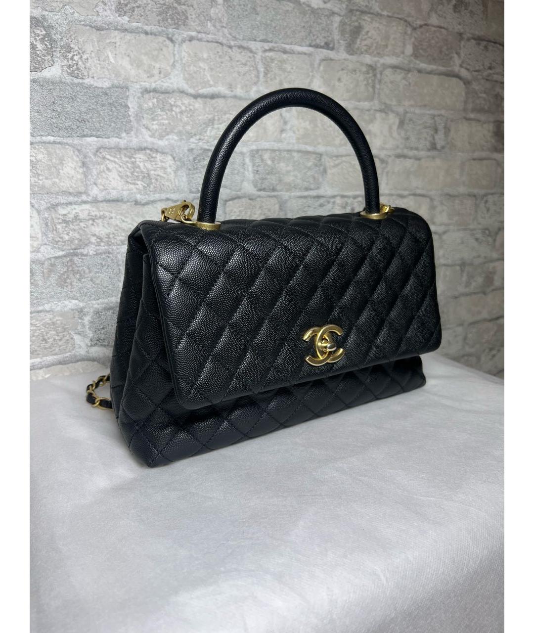 CHANEL Черная кожаная сумка с короткими ручками, фото 2