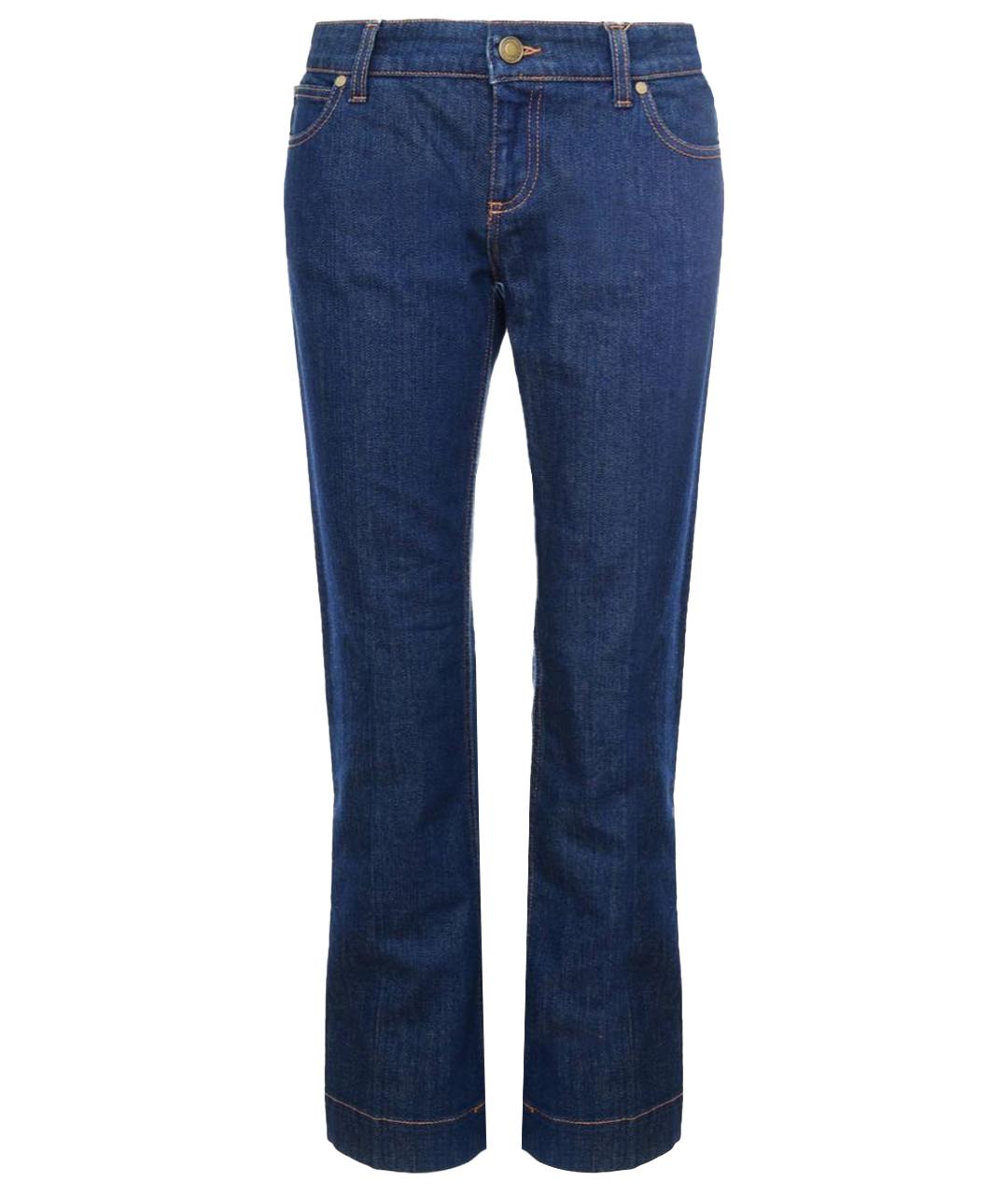 GUCCI Темно-синие хлопко-эластановые прямые джинсы, фото 1