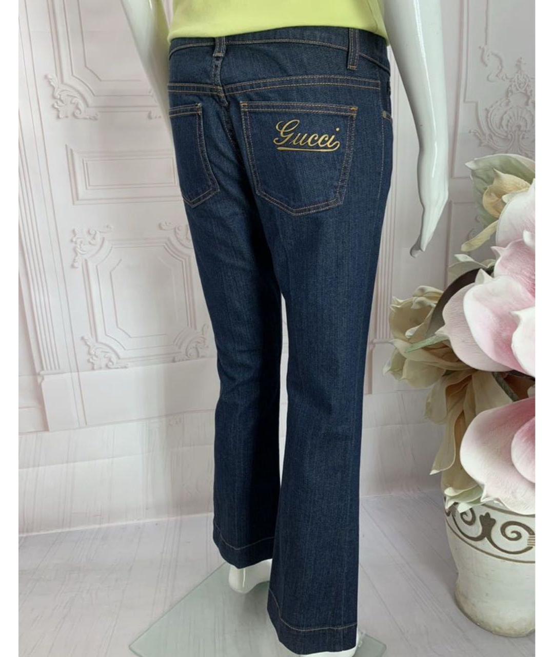 GUCCI Темно-синие хлопко-эластановые прямые джинсы, фото 7
