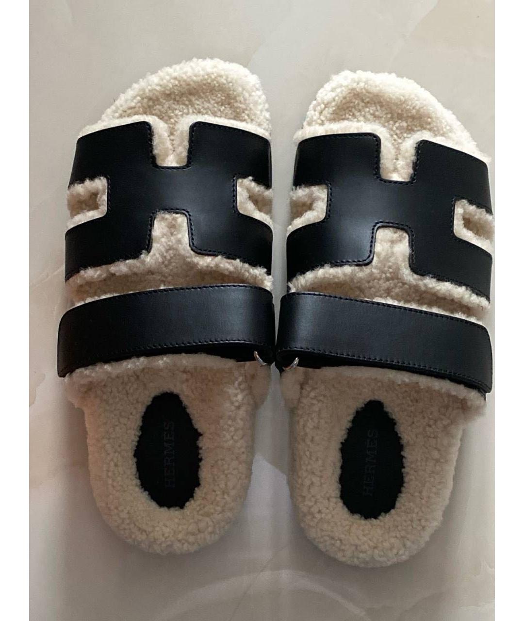 HERMES Черные кожаные сандалии, фото 3