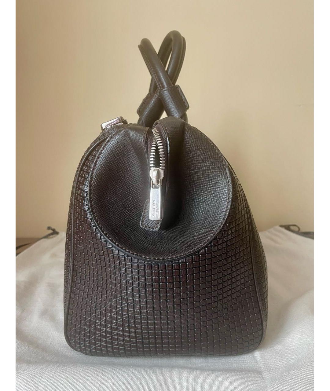 SERAPIAN Коричневая кожаная сумка тоут, фото 5