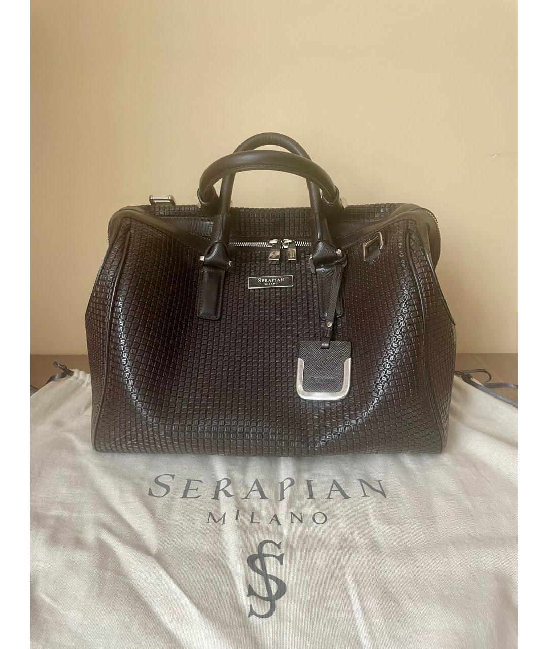 SERAPIAN Коричневая кожаная сумка тоут, фото 7