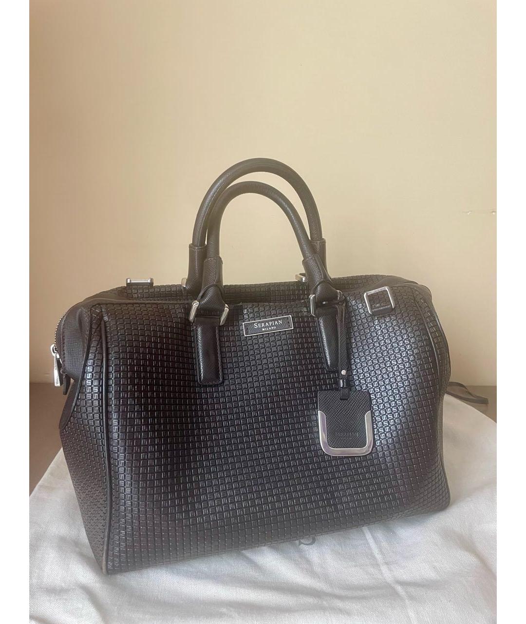 SERAPIAN Коричневая кожаная сумка тоут, фото 2