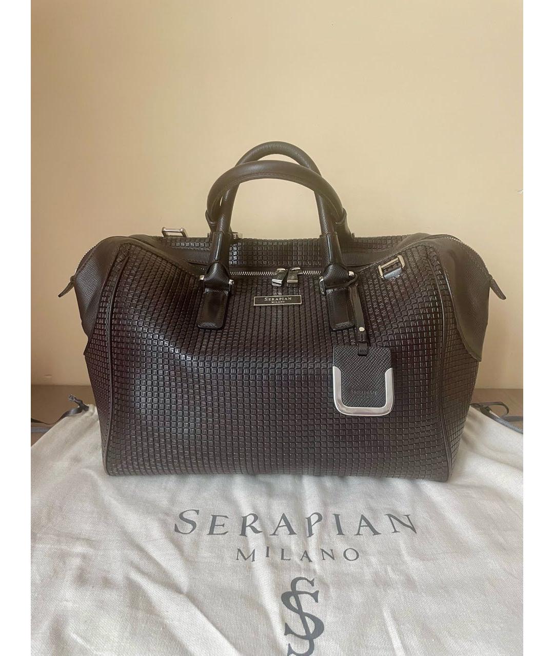 SERAPIAN Коричневая кожаная сумка тоут, фото 3