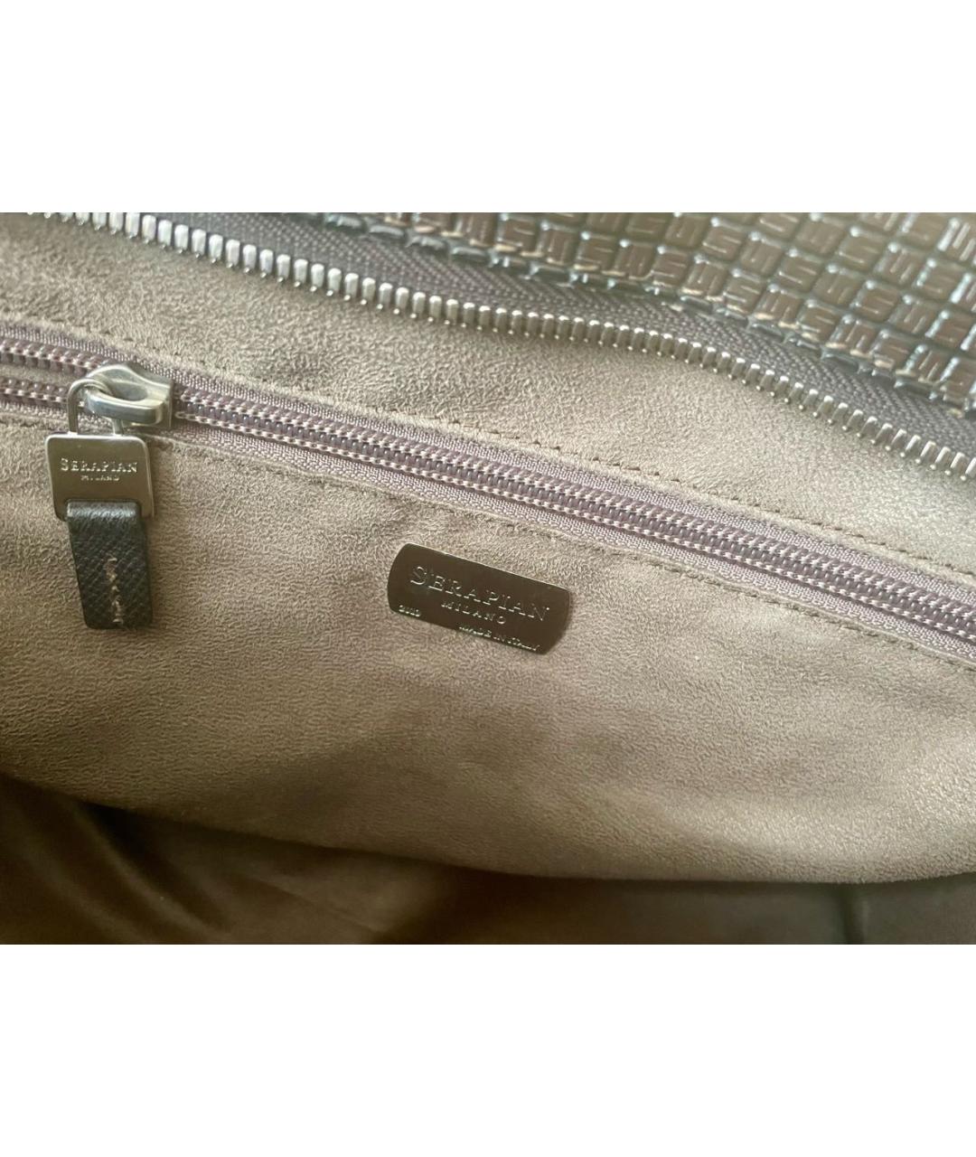 SERAPIAN Коричневая кожаная сумка тоут, фото 4