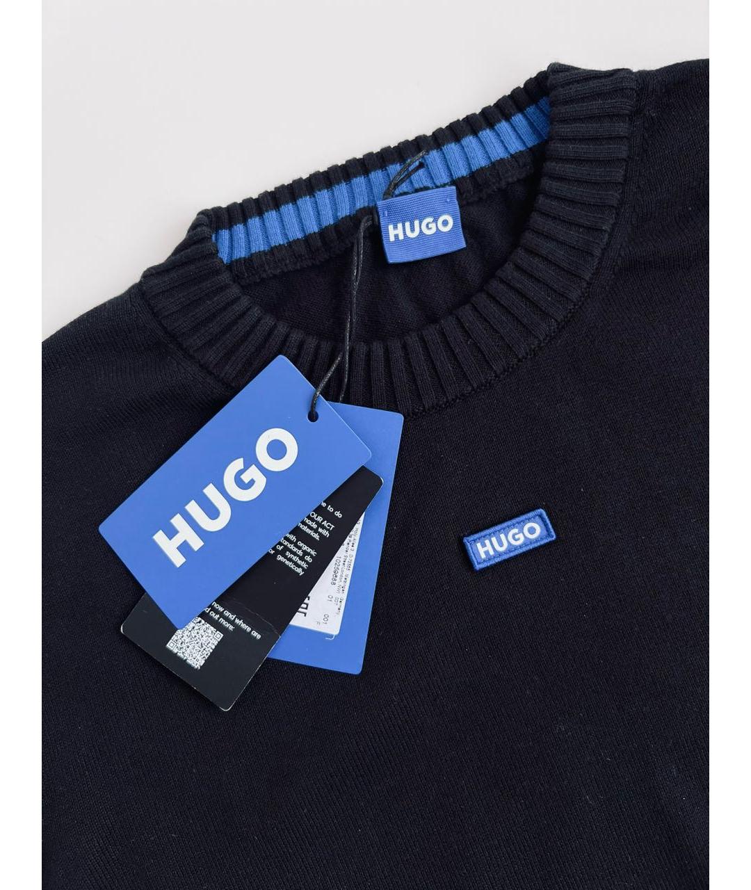 HUGO Черный хлопковый джемпер / свитер, фото 3