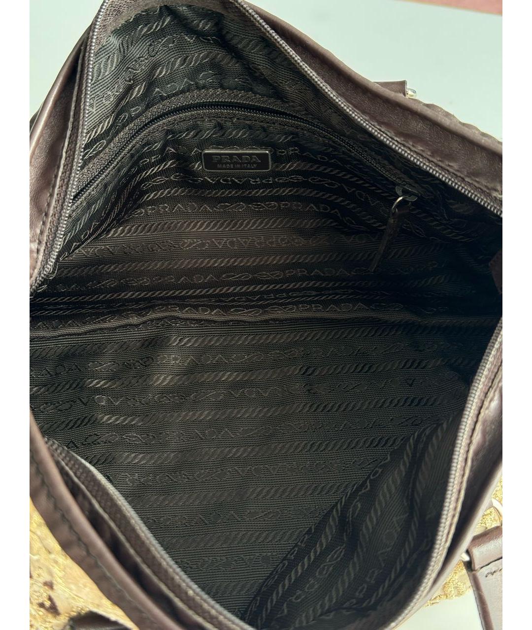 PRADA Бежевая жаккардовая сумка с короткими ручками, фото 4