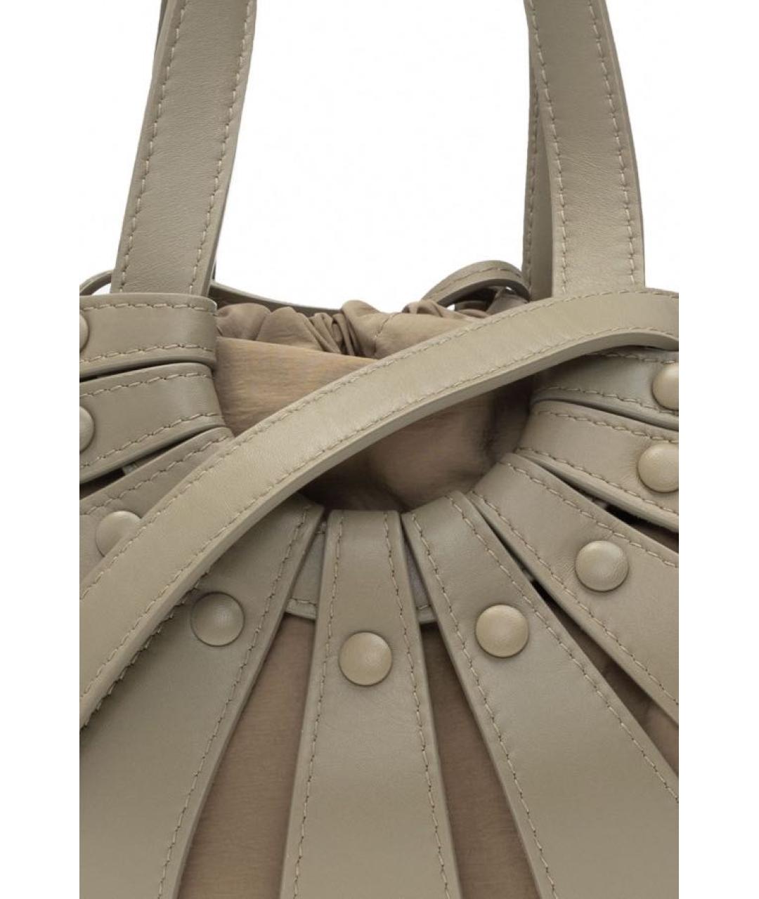 BOTTEGA VENETA Хаки кожаная сумка с короткими ручками, фото 4