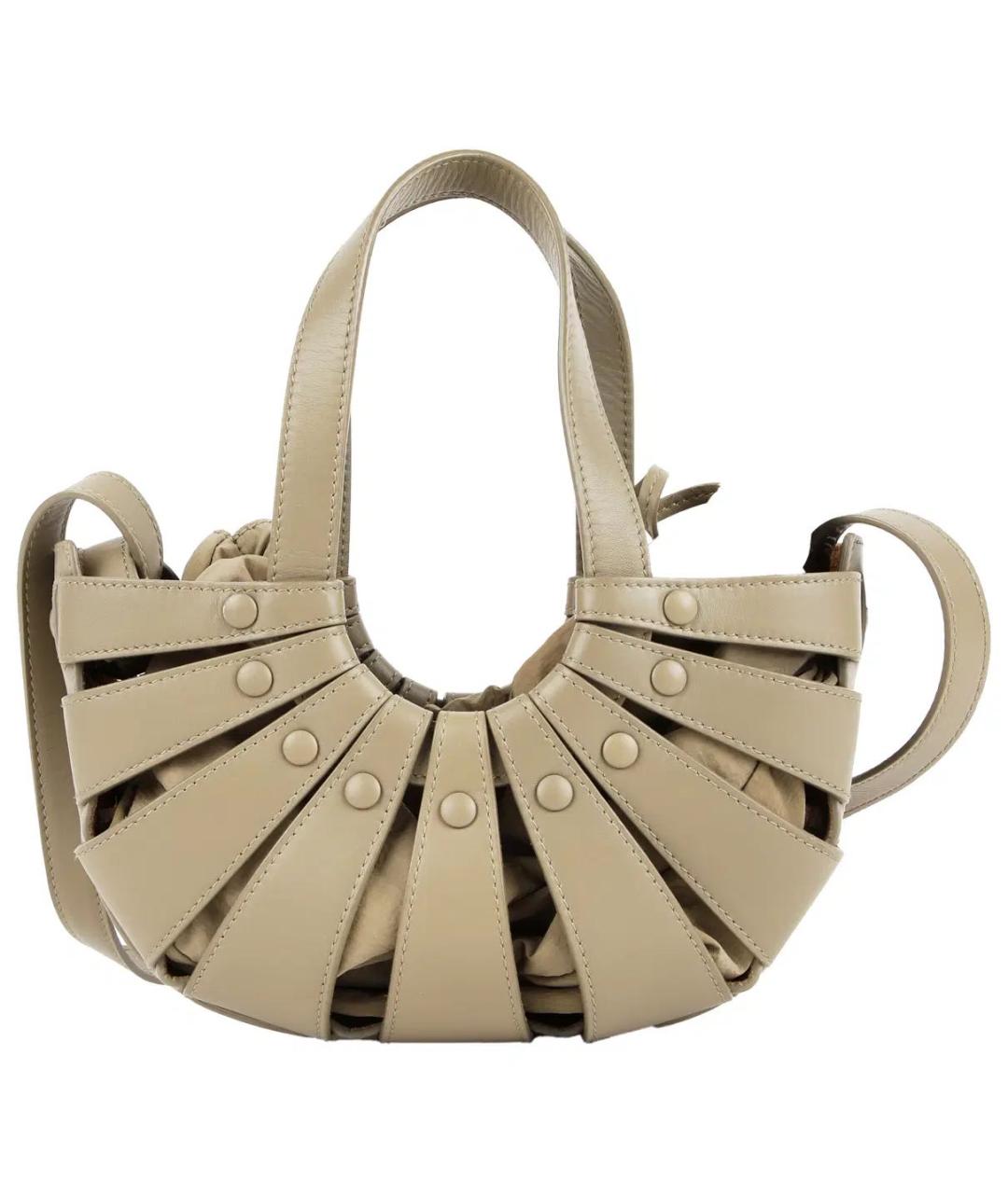 BOTTEGA VENETA Хаки кожаная сумка с короткими ручками, фото 1