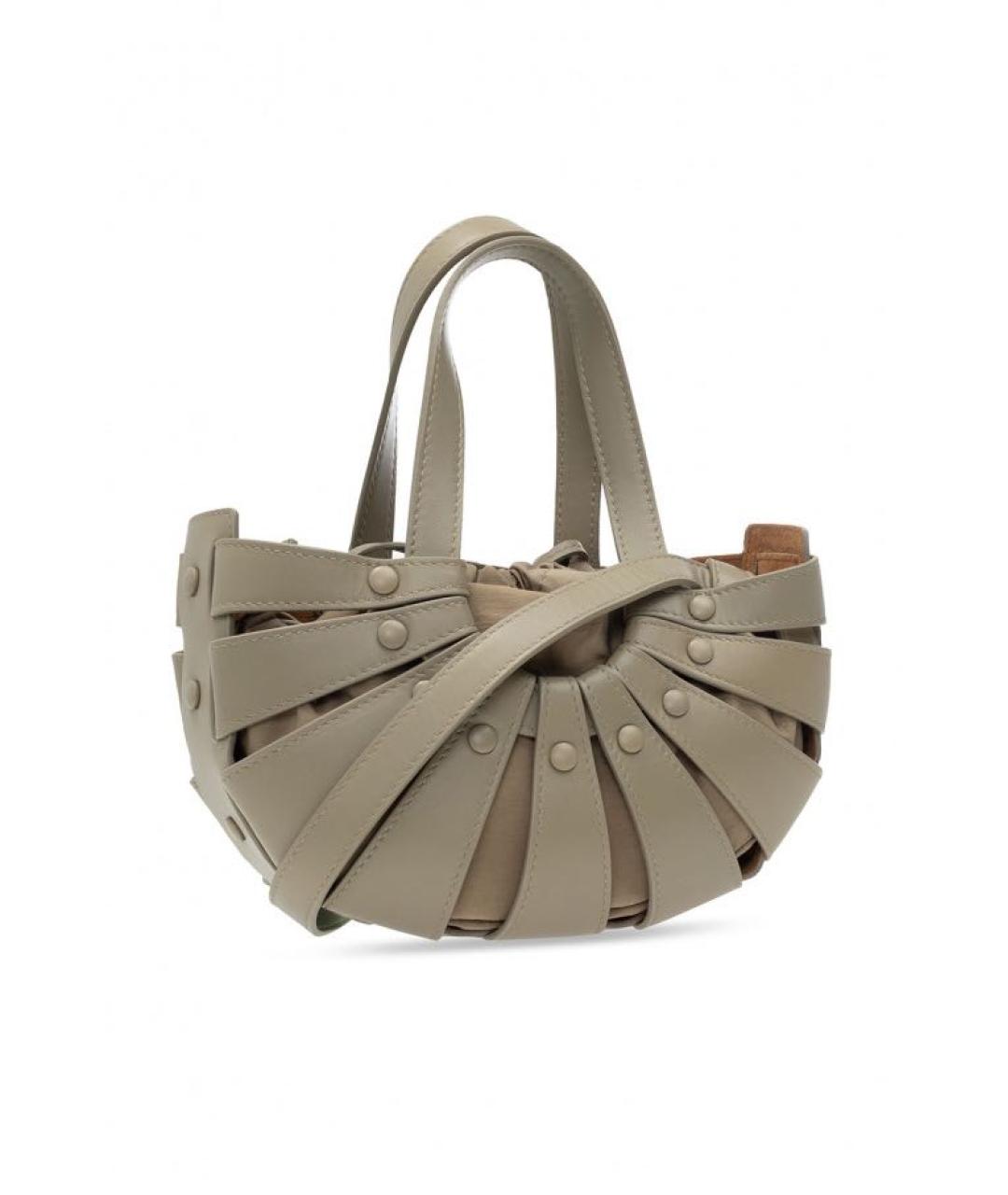 BOTTEGA VENETA Хаки кожаная сумка с короткими ручками, фото 2