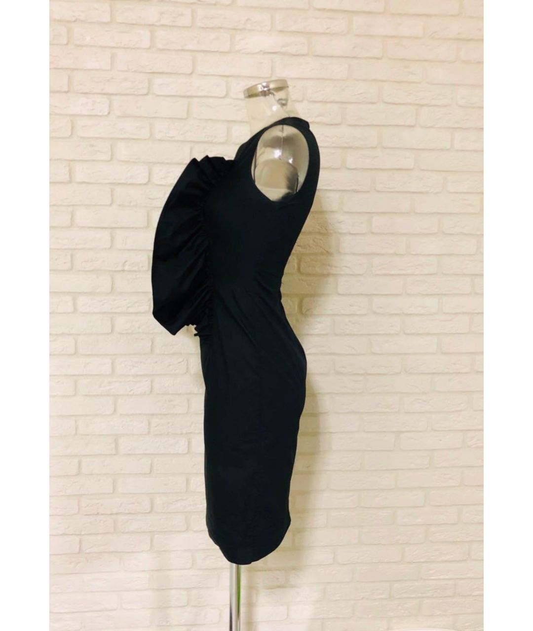 JIL SANDER Черное хлопко-эластановое повседневное платье, фото 6