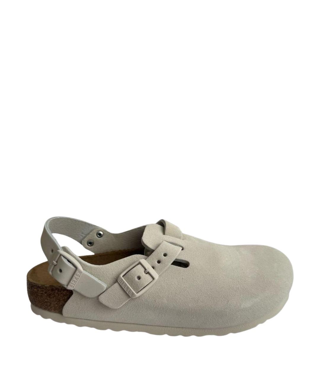 BIRKENSTOCK Белые замшевые сабо, фото 1