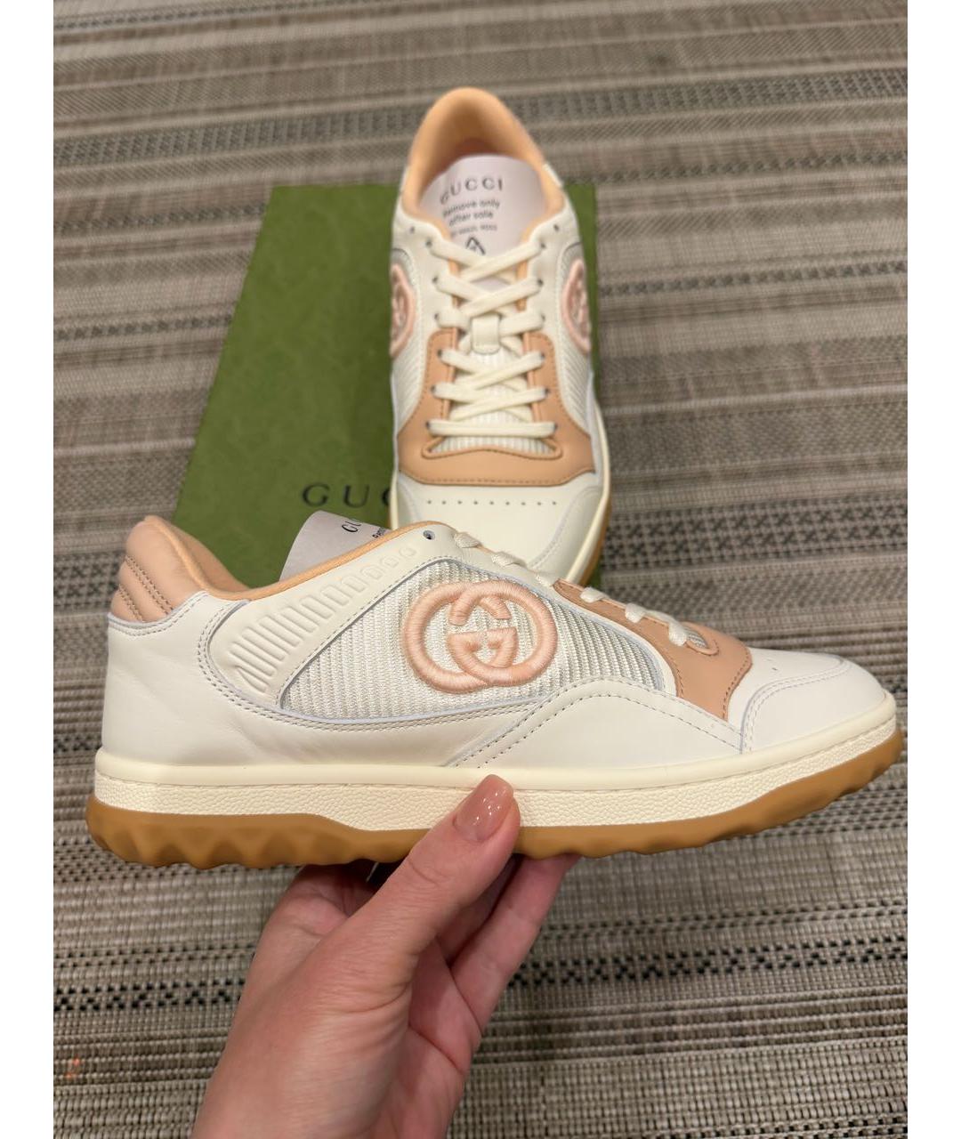 GUCCI Белые кожаные кроссовки, фото 5