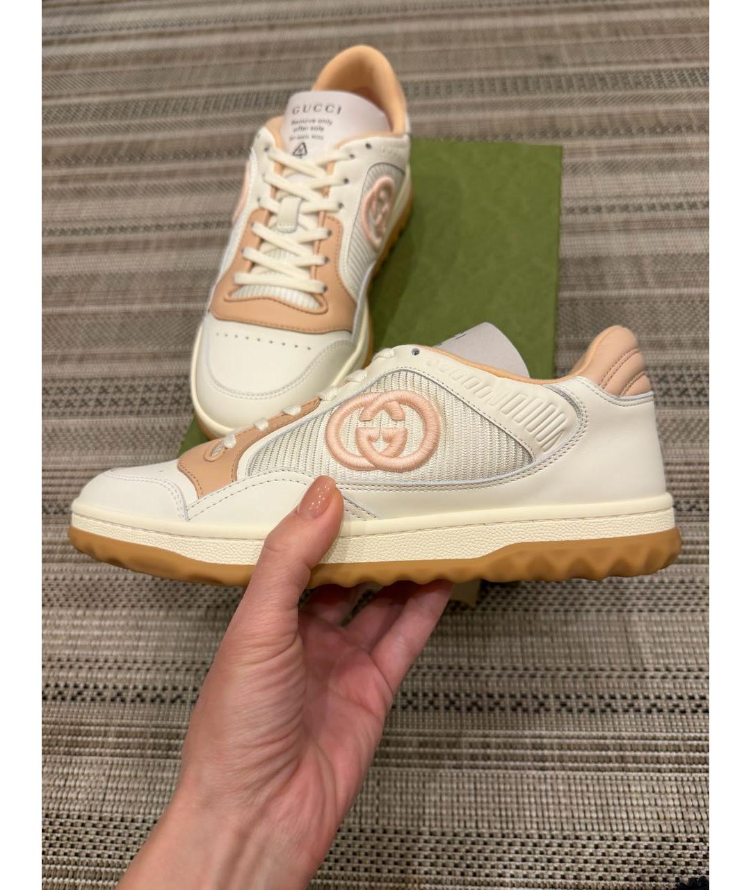 GUCCI Белые кожаные кроссовки, фото 7