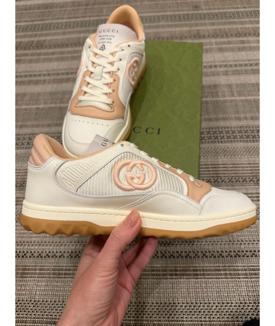 GUCCI Белые кожаные кроссовки, фото 9