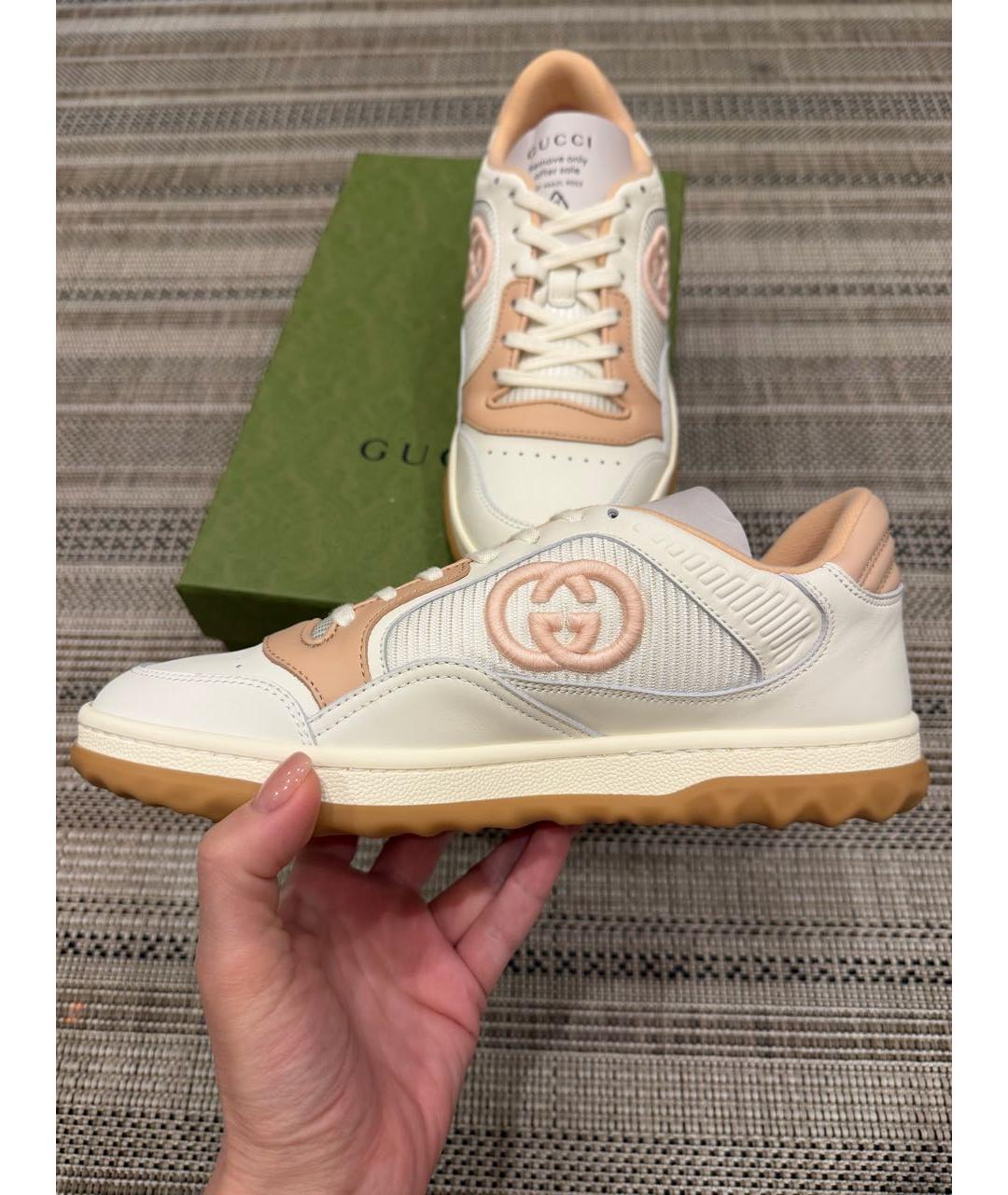 GUCCI Белые кожаные кроссовки, фото 6