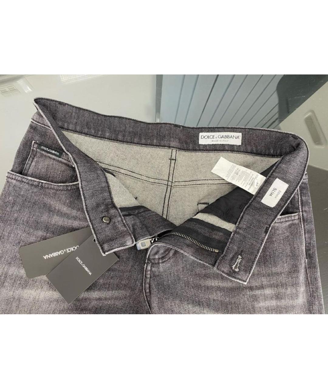 DOLCE&GABBANA Серые хлопко-эластановые джинсы скинни, фото 3