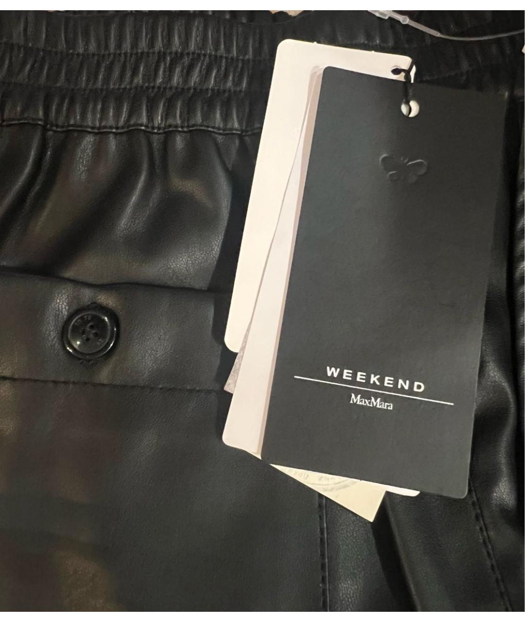 WEEKEND MAX MARA Черные полиэстеровые прямые брюки, фото 4