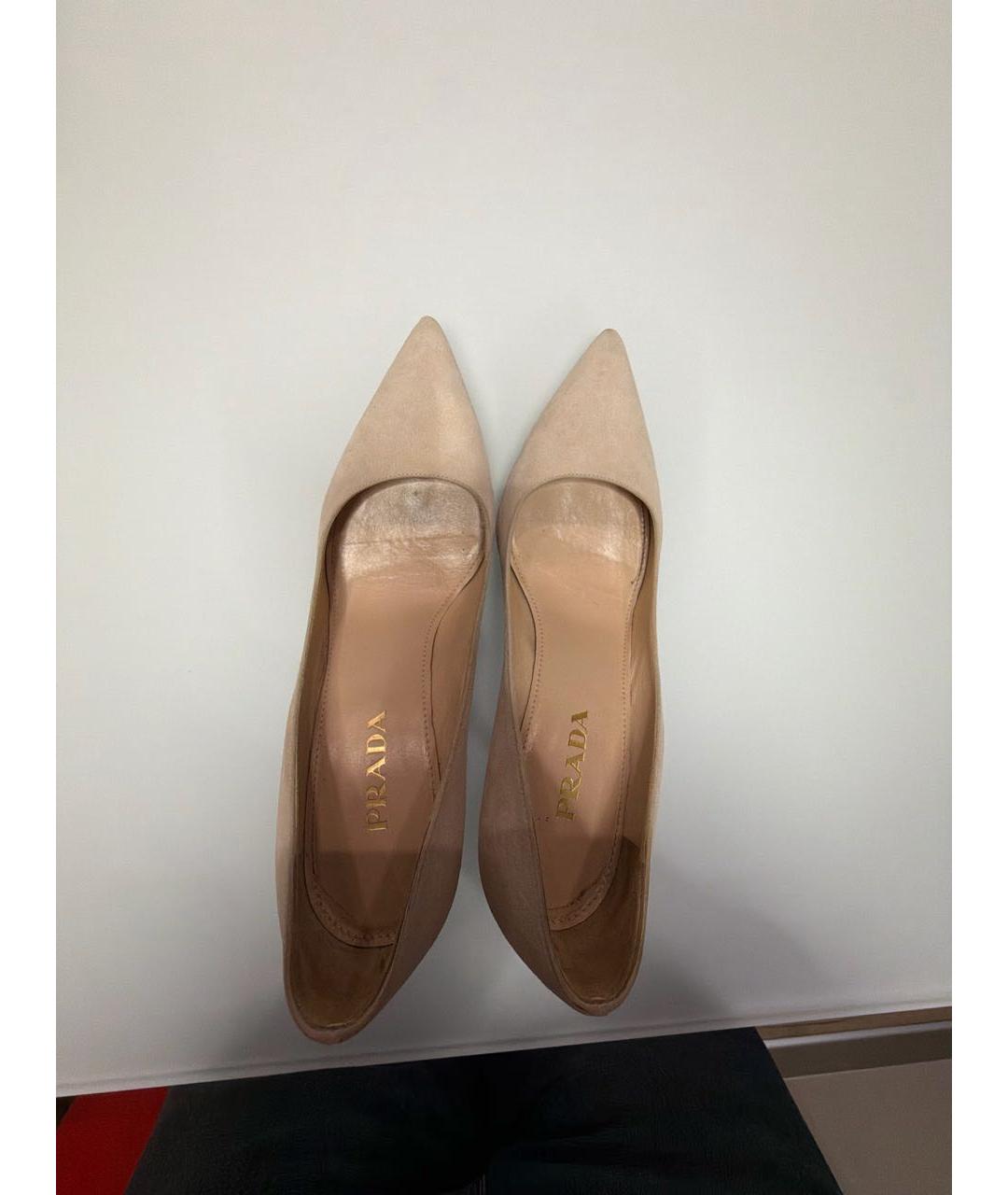 PRADA Бежевые замшевые туфли, фото 4