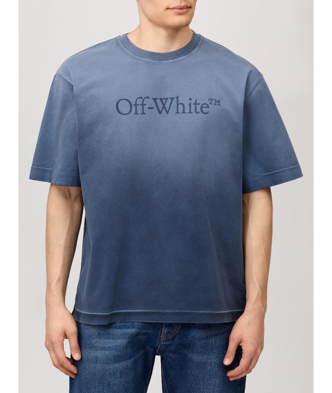 OFF-WHITE Синяя хлопковая футболка, фото 4