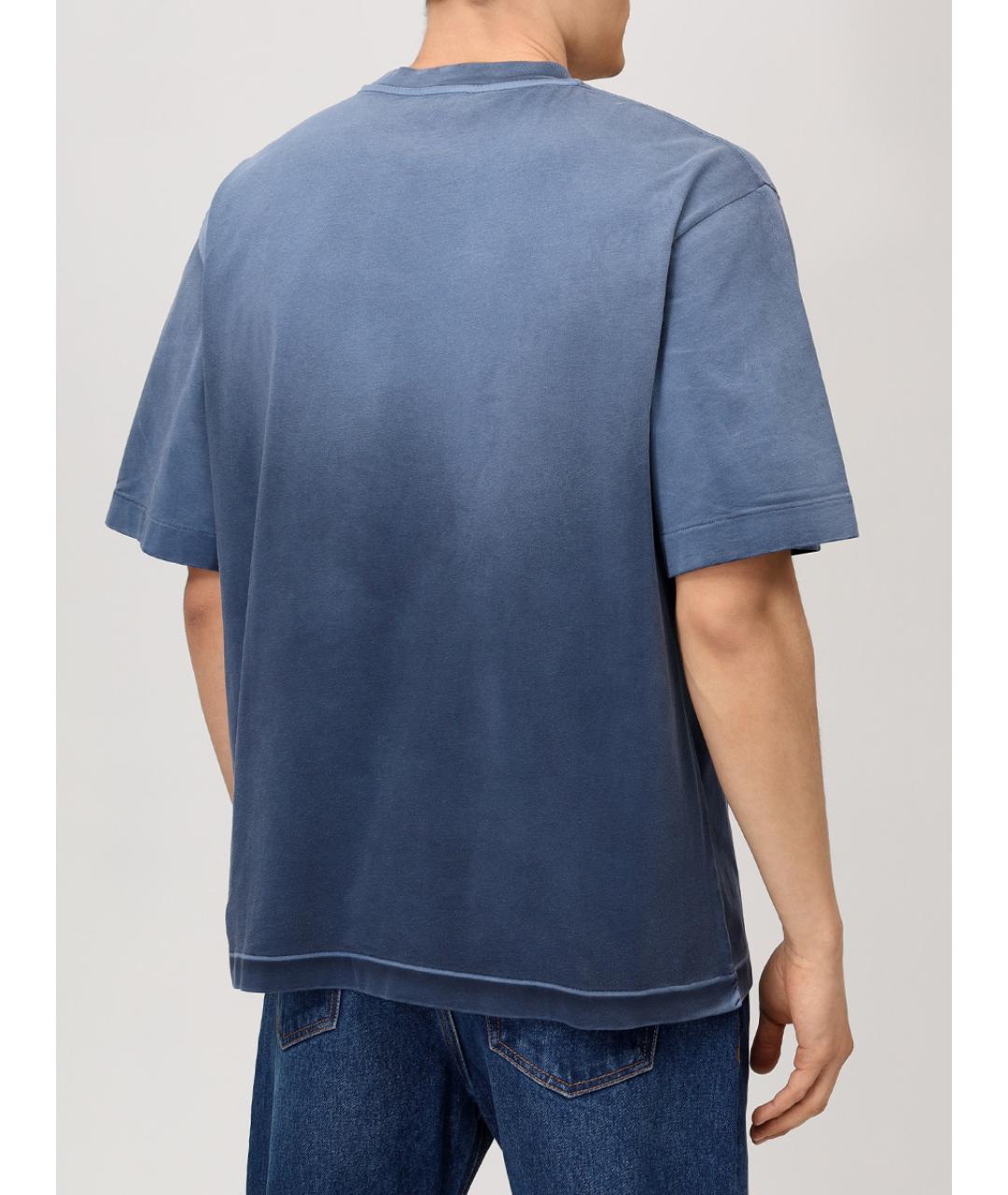 OFF-WHITE Синяя хлопковая футболка, фото 3