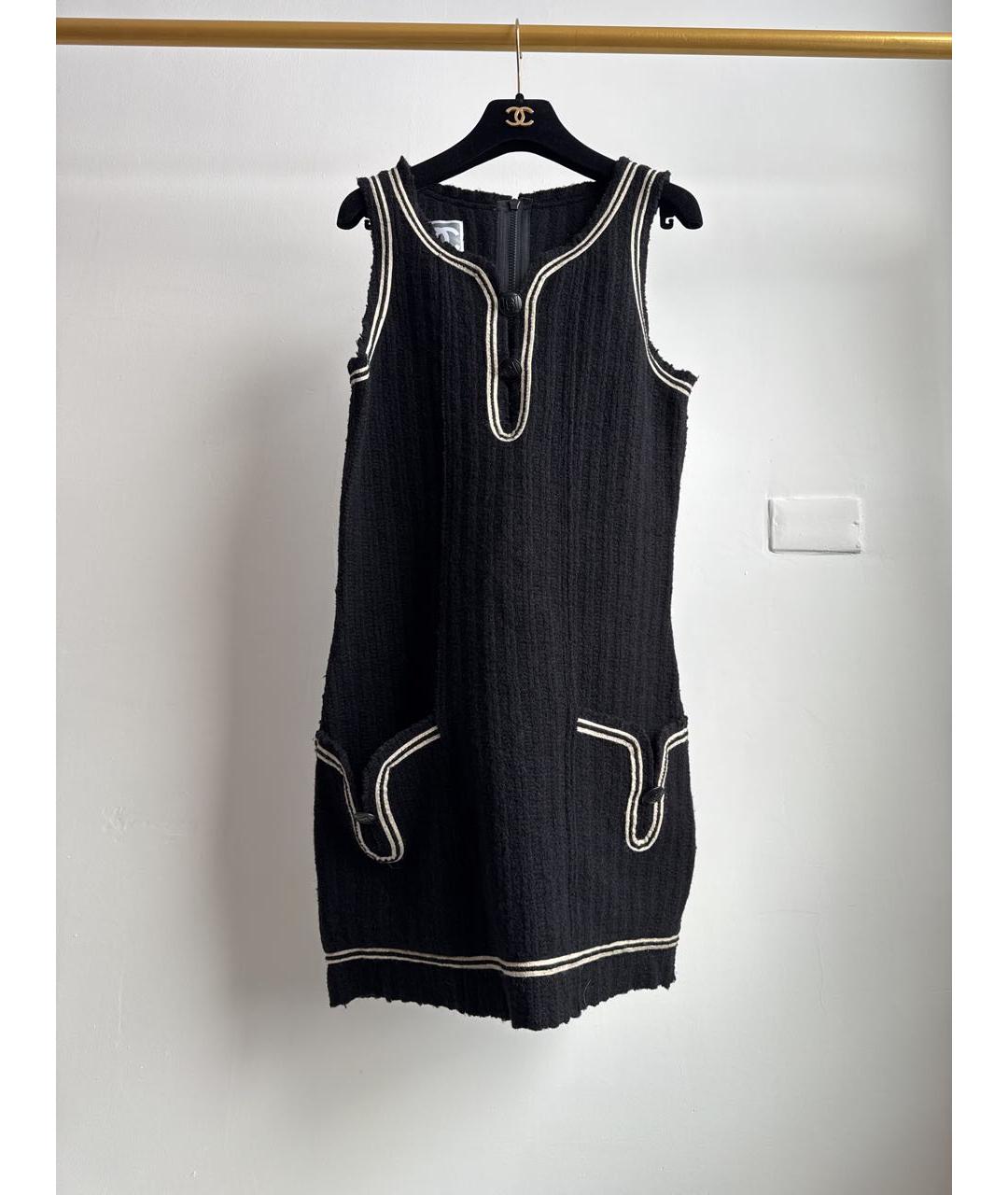 CHANEL Черное шерстяное повседневное платье, фото 9