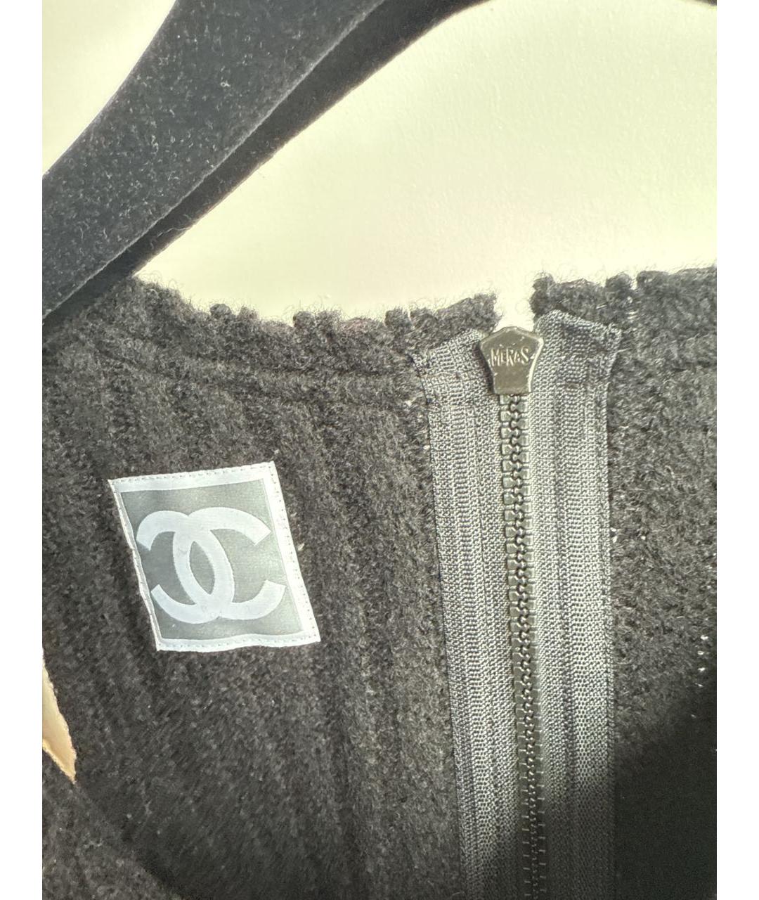 CHANEL Черное шерстяное повседневное платье, фото 3