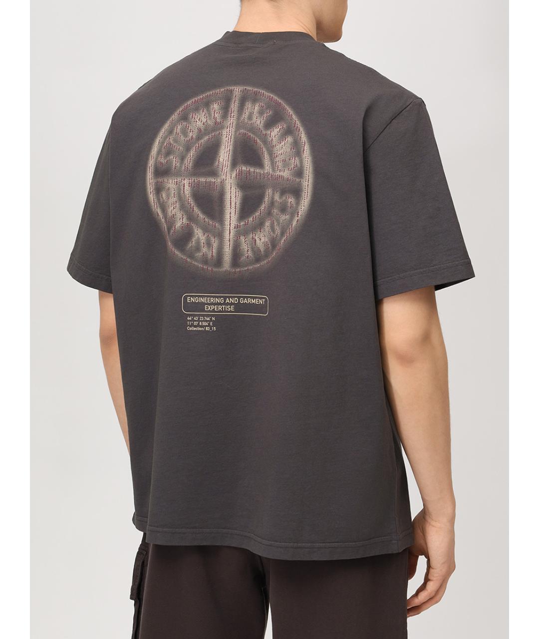 STONE ISLAND Серая хлопковая футболка, фото 3