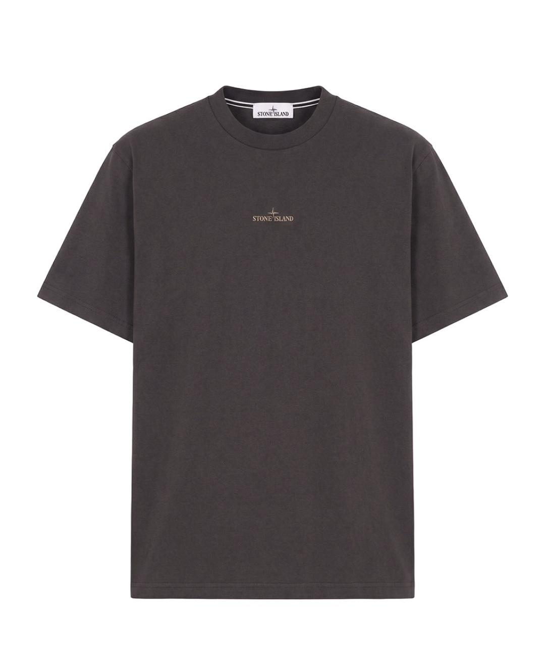 STONE ISLAND Серая хлопковая футболка, фото 1