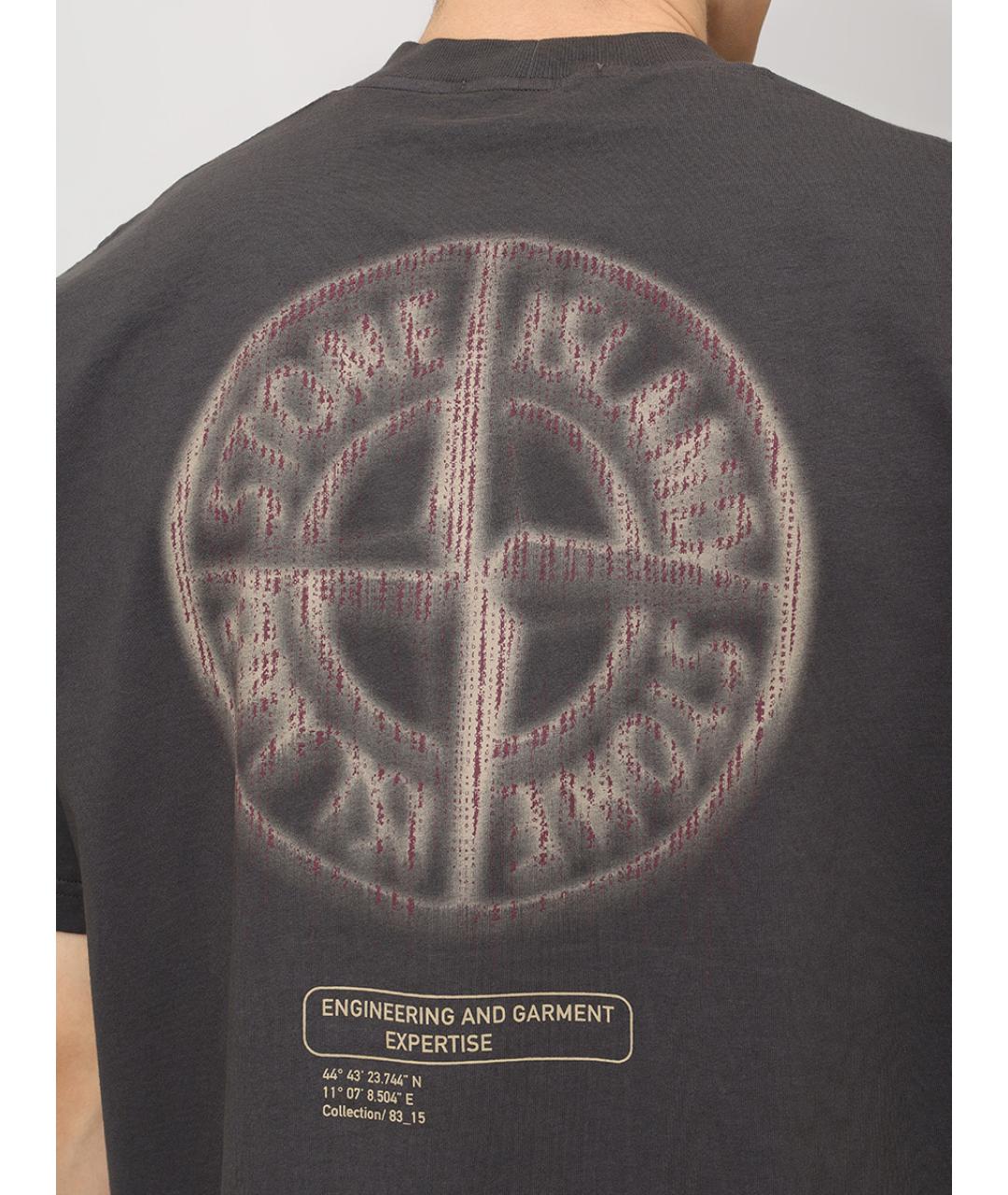 STONE ISLAND Серая хлопковая футболка, фото 5