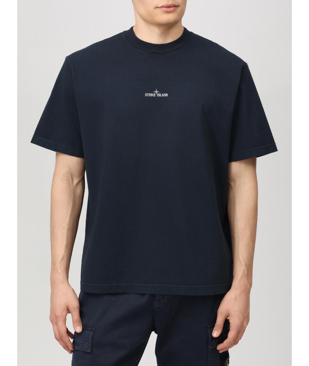 STONE ISLAND Синяя хлопковая футболка, фото 4
