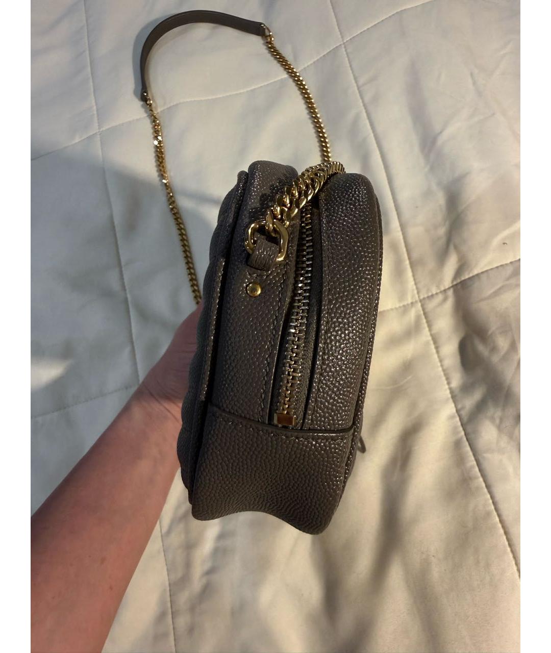 SAINT LAURENT Серая кожаная сумка через плечо, фото 3