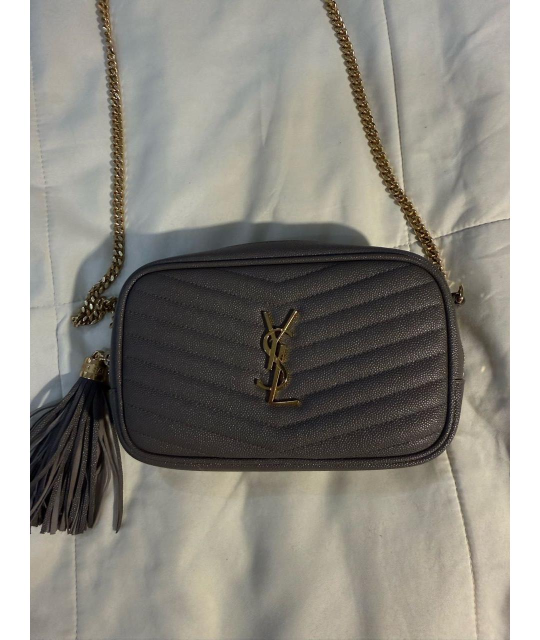 SAINT LAURENT Серая кожаная сумка через плечо, фото 2