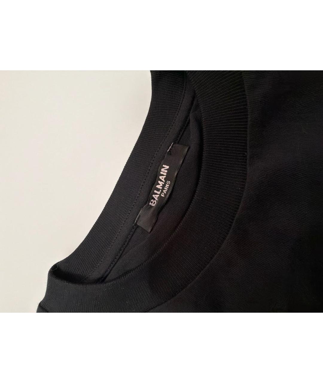 BALMAIN Черная хлопковая футболка, фото 3